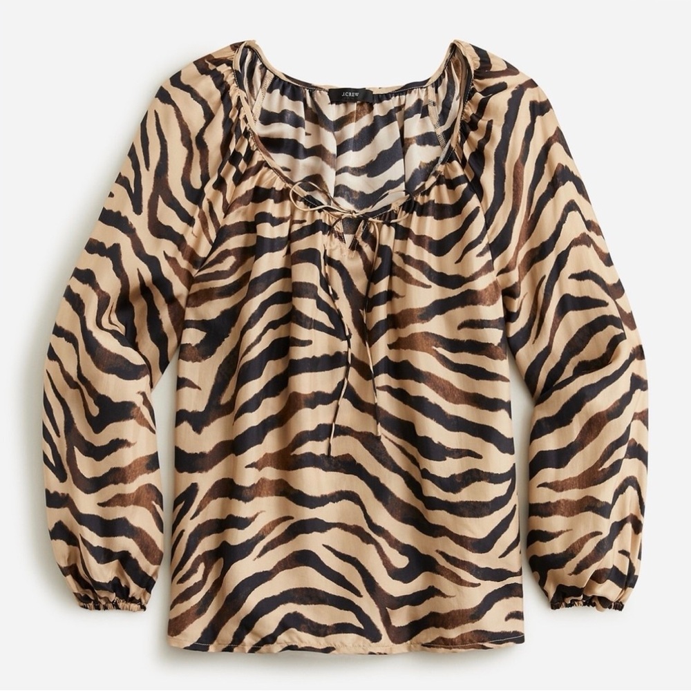 J.Crew Drapt tie front in zebra stripe size M
